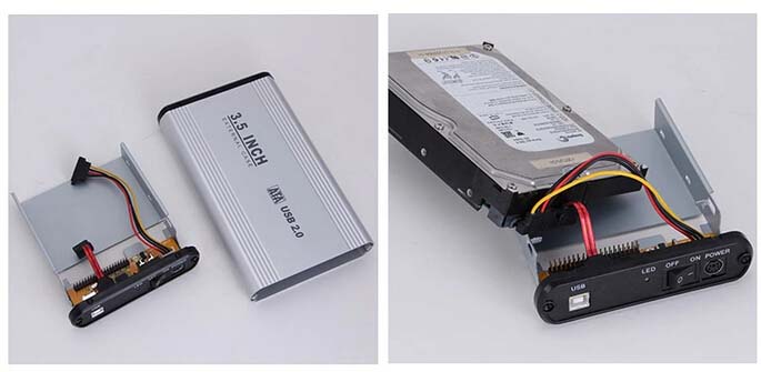 Universal aluminum-magnesium alloy material 3.5-inch HDD Enclosure both support sata Serial and IDE Parallel 3TB capacity